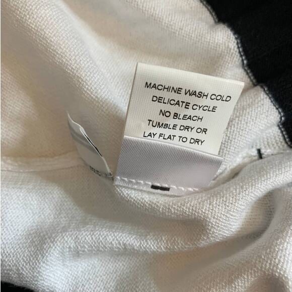 PLANET Lauren G Pima 2 Tone V-Neck Rib Sweater White/Black OS / One Size - Picture 12 of 12
